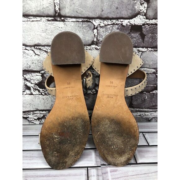 Givenchy Beige Suede Leather Elegant Heel Studded Sandals Women sz 38EU/7.5M US - Picture 13 of 16